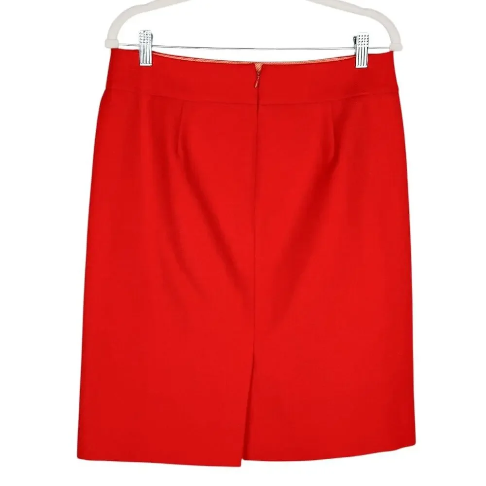 J. Crew 100% Wool Classic Preppy Lined Straight‎ Knee Length Pencil Skirt Sz 8